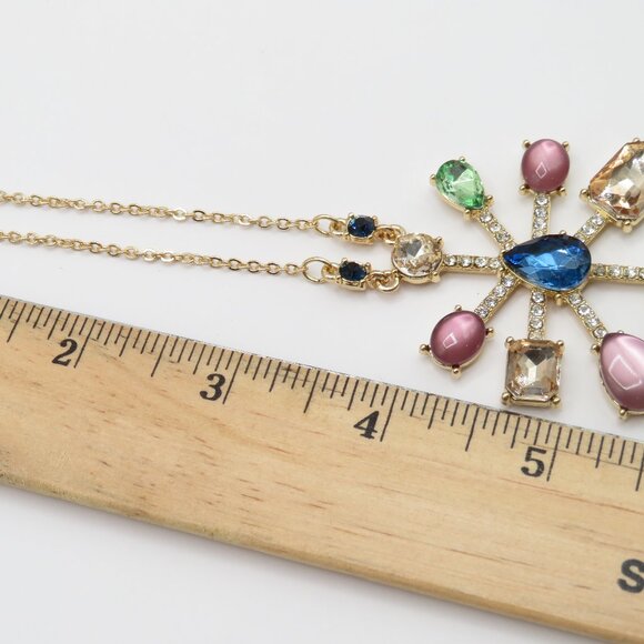 A New Day Starburst Multi Color Rhinestone Gold Tone Necklace - Picture 7 of 8